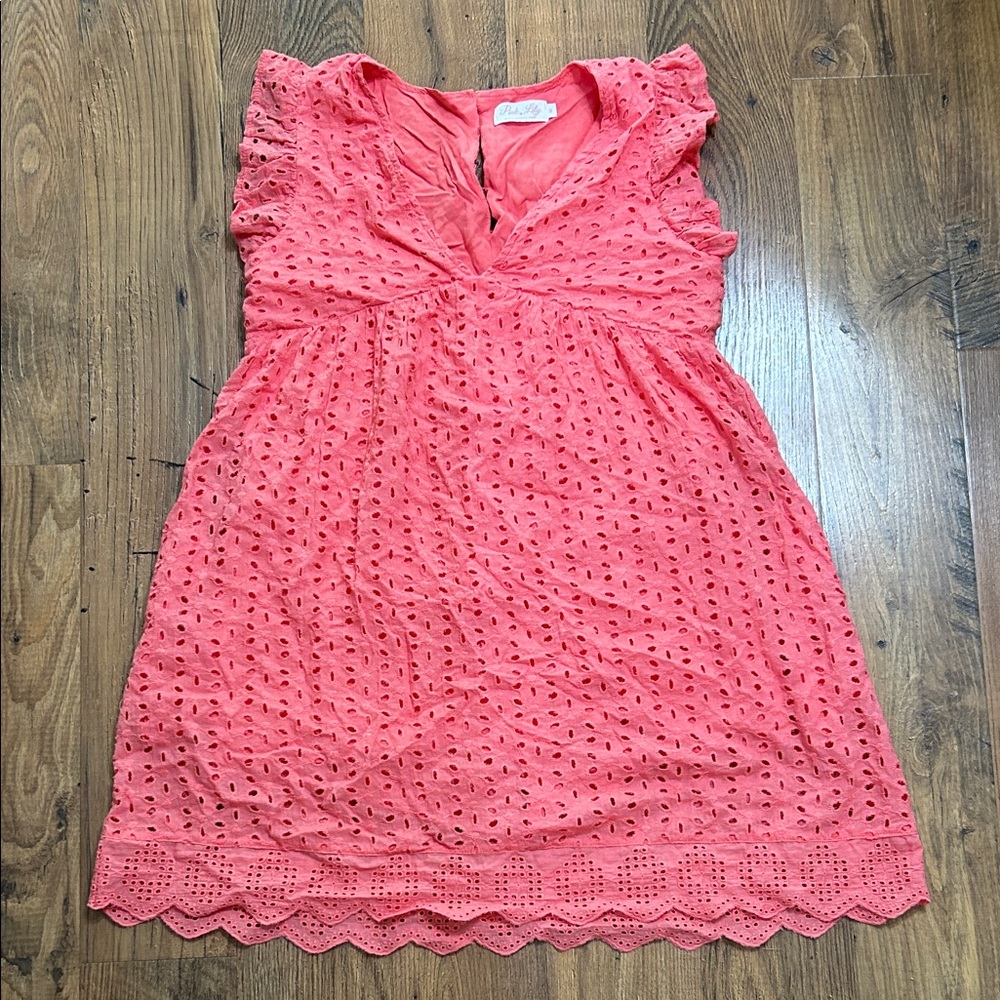 New never worn Pink Lily You Found My Heart Coral Lace Romper